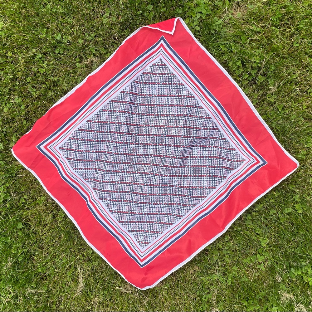 Vintage red white and blue geometric nautical beach coastal new England scarf
